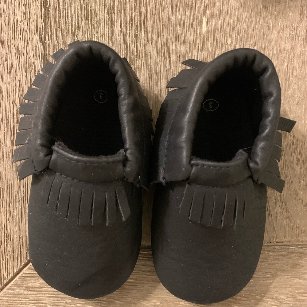 sweet n swag black baby mocassins size 3